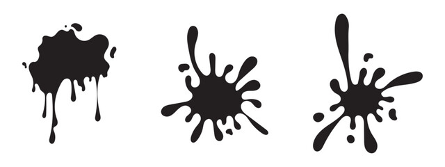 Drip paint circle melt chocolate. Splash vector drop sauce ink liquid round blob black splatter.