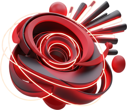 Futuristic Abstract Technology Design with Dynamic Red Spiral and Light Trails, Modern Digital Art for Innovation, Creative Projects, and High-Tech Concepts, 3D Render