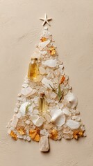 Creative Christmas Tree Made from Sea Shells and Natural Elements for Holiday Decor