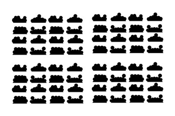 Black Cloud Silhouette Vector Set – Cartoon Cloud Shapes Collection for Weather, Sky, and Design Illustrations