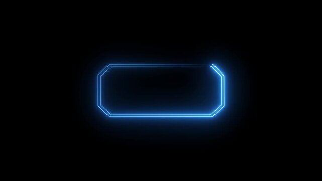 Glowing Blue Octagonal Frame with Dark Background and Neon Effect abstract border
