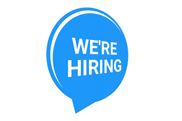Modern Blue “We’re Hiring” Badge Design – Job Vacancy Announcement Vector for Recruitment and Career Promotion