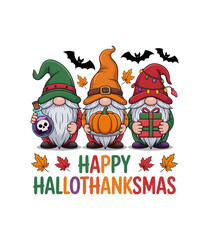 Happy Hallothanksmas Gnome Cute PNG