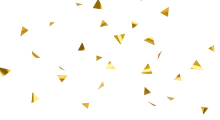 Golden Triangle Confetti Falling on White Background