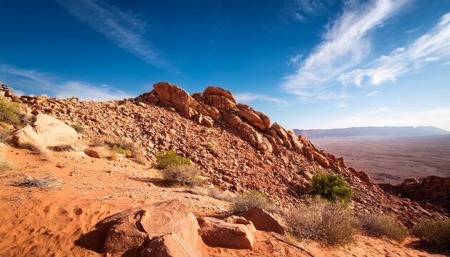 rocky desert slope under a blue sky