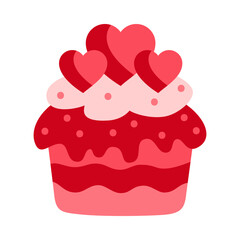 Vector icon of a cupcake with a heart. Valentine's Day illustration.