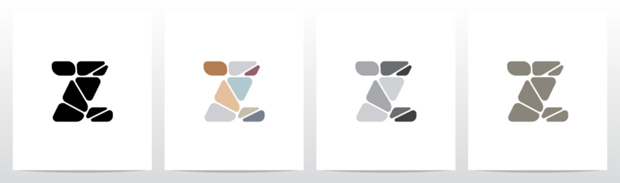 Pebbles Small Rock Flat Color Letter Initial Logo Design Z