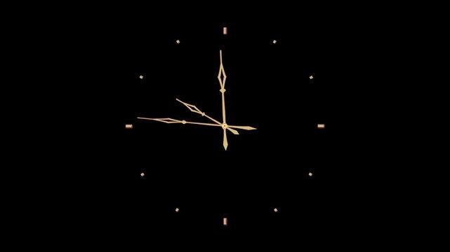 The watch's dial is black with gold hands neon strokes numbers 10 o'clock green screen. Computer graphics.