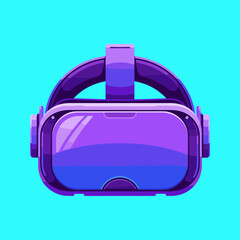 Purple virtual reality (VR) headset, symbolizing immersive digital experience, augmented reality, and future technology, flat vector illustration.