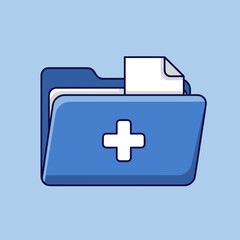 Blue Folder with Plus Sign and Document Icon on Light Blue Background, Representing New File Creation.
