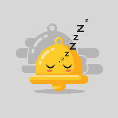 Sleeping Golden Bell Icon with Zzz Symbols, Do Not Disturb or Silent Notification