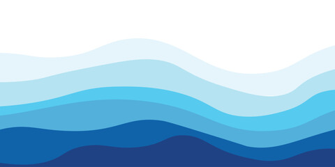 Sea waves layered vector background illustration and sea beach vector illustration.