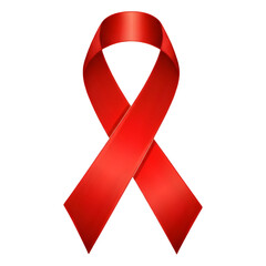 Red Ribbon AIDS Awareness Symbol on Transparent Background