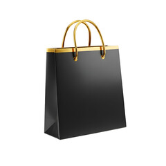Black Paper Bag with Gold Handles PNG Transparent Background