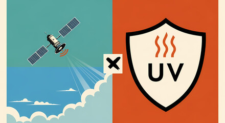 Visualizing global defense strategies against detrimental solar ultraviolet radiation, combining space technology with essential protective elements for safety and environmental well-being