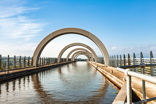 Arches at the top of the Falkirk Wheel Scotland UK