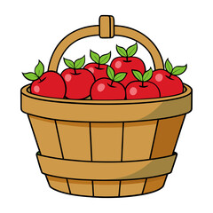 wooden basket filled with fresh apples
