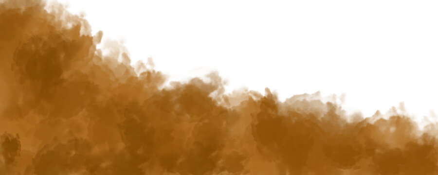 Abstract brown watercolor cloud isolated on transparent background for creative design use