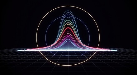 Abstract graphic illustration of a perfect bell curve showing statistical analysis and data modeling distribution probability ,probability ,curve ,statistics
