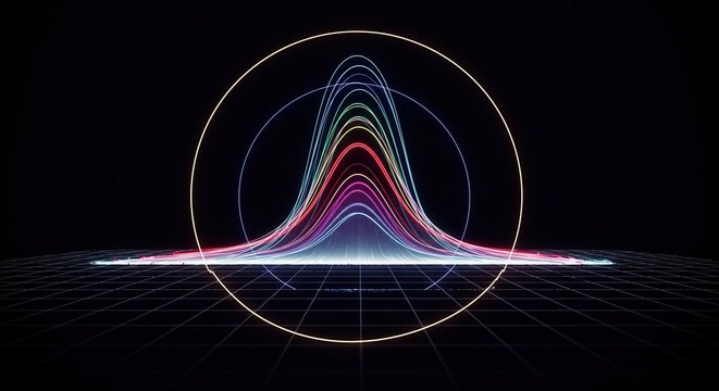 Abstract graphic illustration of a perfect bell curve showing statistical analysis and data modeling distribution probability ,probability ,curve ,statistics