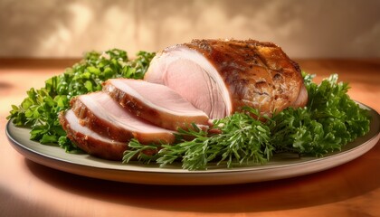 savory pork loin served with fresh greens tasty morning meal