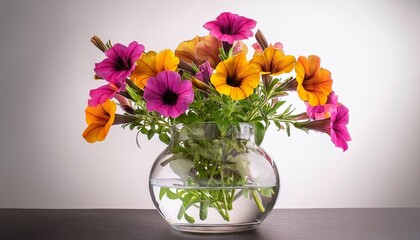fresh isolated calibrachoa flowers in a glass vase vase botanical flowers