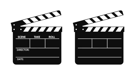 Clapperboard icons creating film or movie production concepts