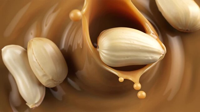 Splash of peanut butter with nuts movement