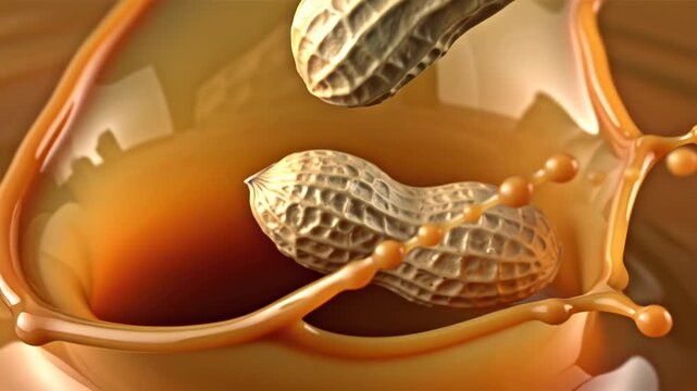 Splash of peanut butter with nuts movement