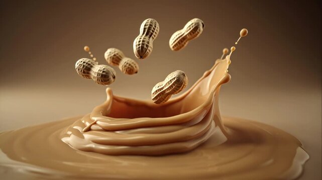 Splash of peanut butter with nuts movement