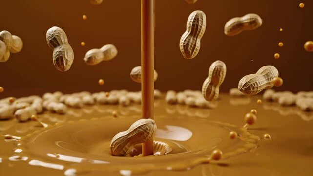 Splash of peanut butter with nuts movement