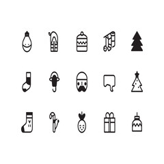 Christmas silhouette icon set on white background