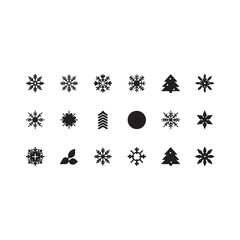Christmas silhouette icon set on white background