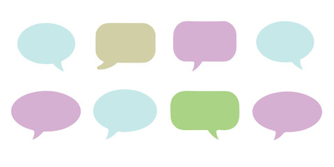 Collection of Pastel Speech Bubbles on White Background