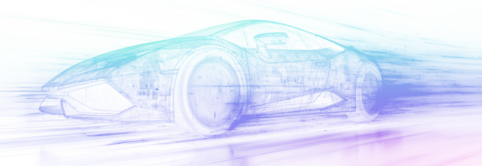 sports car silhouette in motion isolated on white background, a dynamic representation of speed, showcasing sleek design and automotive power Png