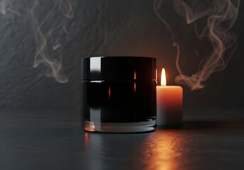Halloween candle composition with dark moody background design