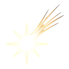 Obraz premium Bright Shooting Star with Glowing Tail on Transparent Background
