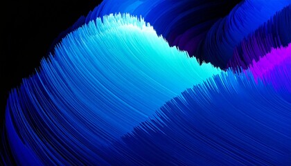 Blue, cyan, violet abstract glass gradient dominates a black background, creating a dynamic, luminous, and vibrant composition; flowing light reflections, smooth textures, and glowing highlights evoke