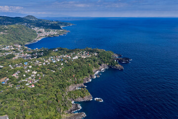 Obraz premium Aerial View of Jogasaki Coast and the Blue Sea of the Izu Peninsula, Japan