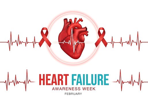 Heart failure awareness week illustration isolated on white background, health concept - Powered by Adobe