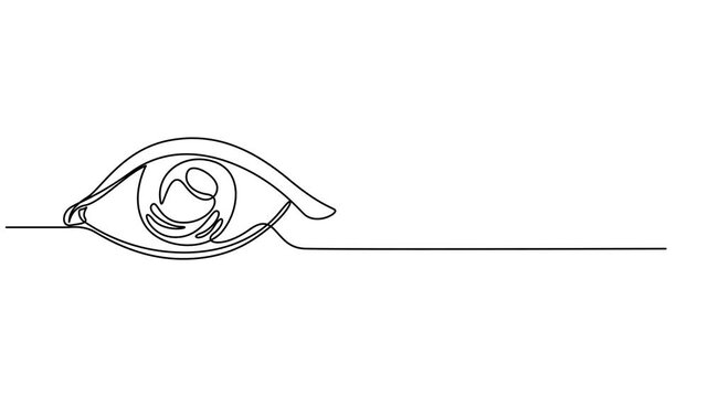 Self drawing line animation Human Eye continuous line drawn concept video, Self drawing line animation Female Eye, Element of the organ of vision. 4k video, full length one line animation. pro vector.