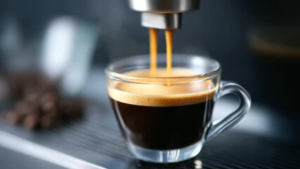 Perfect coffee brewing espresso shot with swirling crema from coffee machine espresso, coffee, barista - Powered by Adobe