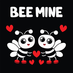 Cute Cartoon Bees with Heart Valentine's Day Design