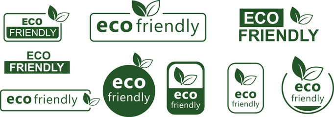 Eco Friendly Label Set – Green Sustainable Badges and Organic Product Logos for Branding and Packaging