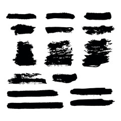 Grunge Black Brush Stroke Set – Bold Ink Texture Collection for Artistic Design, Painting, Posters, and Creative Background Elements