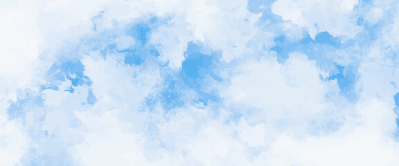 Serene Blue Watercolor Sky Background With Soft Clouds For Design And Dreamy Clouds and a Tranquil, Open Sky or Peaceful Atmosphere.