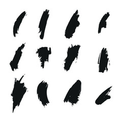 Grunge Black Brush Stroke Set – Bold Ink Texture Collection for Artistic Design, Painting, Posters, and Creative Background Elements