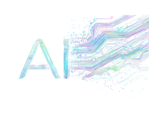 - an abstract circular shape with the word "ai" written in a digital font, in pastel colors on a white background, 