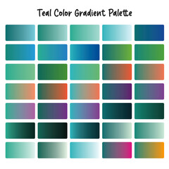 Teal Color Gradient Swatches Palette Vector Set