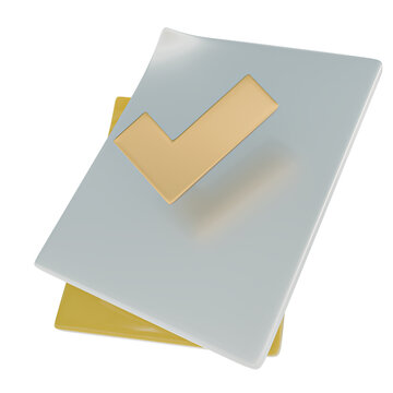 Icono 3D, formularios listos, validaci&oacute;n, contenido aprobado o procesos completados.